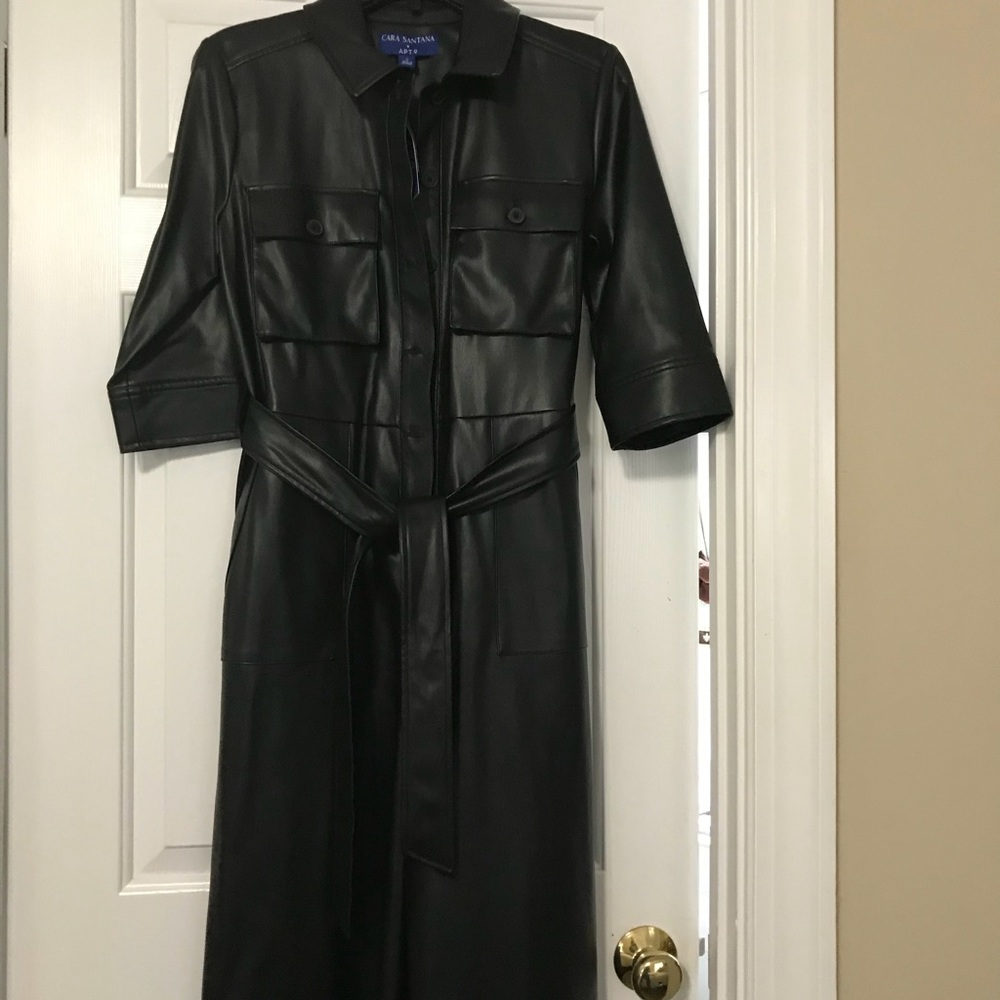 Apt. 9 Size XS Black Vegan Leather Jumpsuit